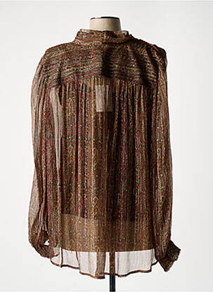 Blouse légère et transparente manches longues marron LOUIZON femme