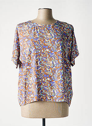 Blouse imprimé fleurs manches courtes violet ATTIC AND BARN femme