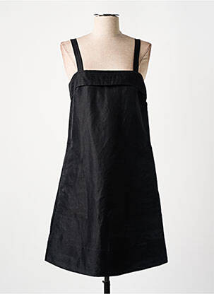 Robe mi-longue tissage crêpe fines bretelles noir ATTIC AND BARN femme
