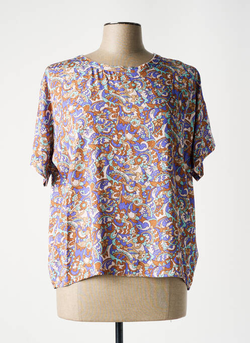 Blouse imprimé fleurs manches courtes violet ATTIC AND BARN femme