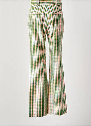 Pantalon flare fermeture zippée sous rabat avec crochet taille haute vert MARGAUX LONNBERG femme