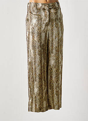 Pantalon large fermeture zippée sous rabat boutonné taille haute beige SHIRTAPORTER femme