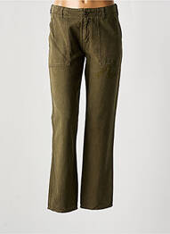 Pantalon droit fermeture zippée sous rabat boutonné taille normale vert FIVE femme