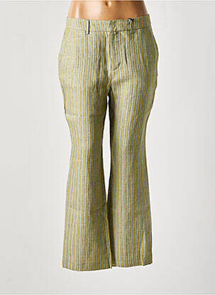 Pantalon droit tissage crêpe taille haute vert HOD femme