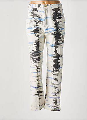 Pantalon chino tissage popeline taille haute blanc LEON & HARPER femme
