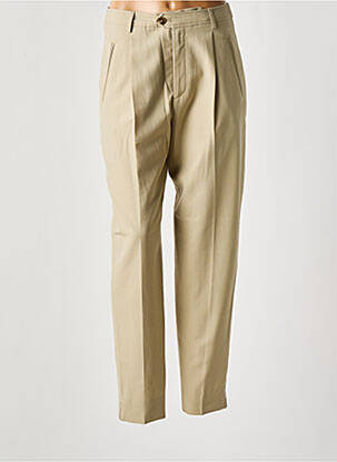 Pantalon droit tissage crêpe taille haute vert CLOSED femme