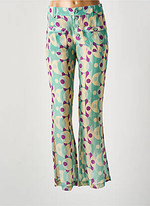 Pantalon flare taille à pinces taille haute bleu SWILDENS femme
