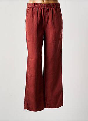 Pantalon droit tissage crêpe taille haute marron MKT STUDIO femme