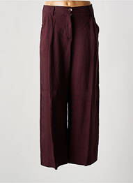 Pantalon large fermeture zippée sous rabat boutonné taille haute marron MOMONI femme