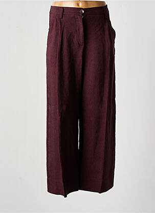 Pantalon large fermeture zippée sous rabat boutonné taille haute marron MOMONI femme