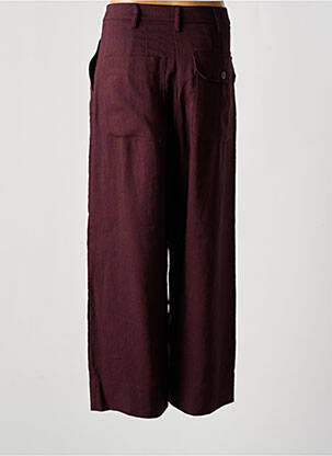 Pantalon large fermeture zippée sous rabat boutonné taille haute marron MOMONI femme