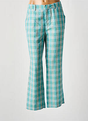 Pantalon flare fermeture zippée sous rabat avec crochet taille haute bleu HOD femme
