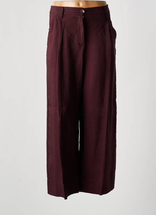 Pantalon large fermeture zippée sous rabat boutonné taille haute marron MOMONI femme