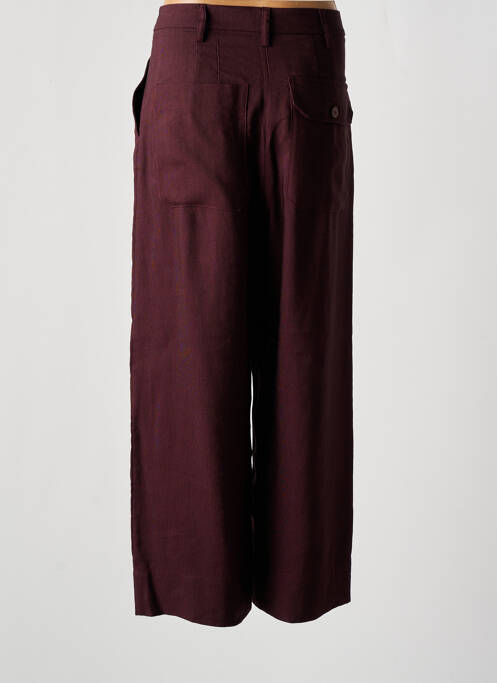 Pantalon large fermeture zippée sous rabat boutonné taille haute marron MOMONI femme