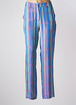 Pantalon droit taille à pinces taille normale bleu MODETROTTER femme