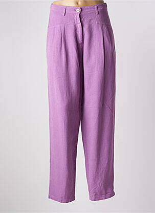 Pantalon droit taille à pinces taille haute violet FORTE-FORTE femme