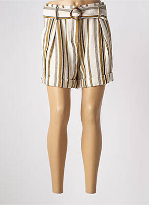 Short taille à pinces taille haute beige LOUIZON femme