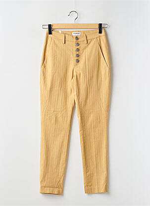 Pantalon chino tissage popeline taille haute beige DONDUP femme