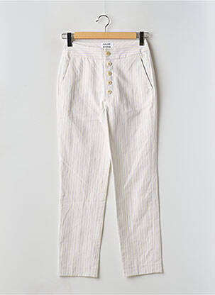 Pantalon chino tissage popeline taille haute beige CHLOÉ STORA femme