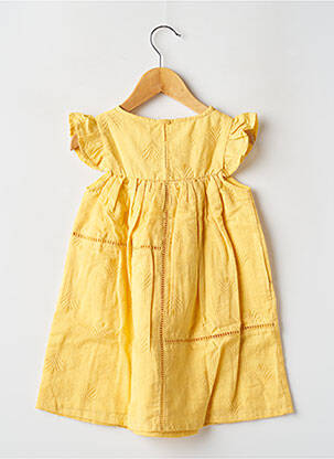 Robe mi-longue col carré manches courtes jaune MAYORAL fille
