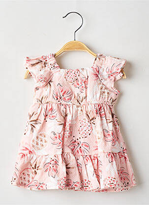 Robe courte col carré manches courtes rose MAYORAL fille
