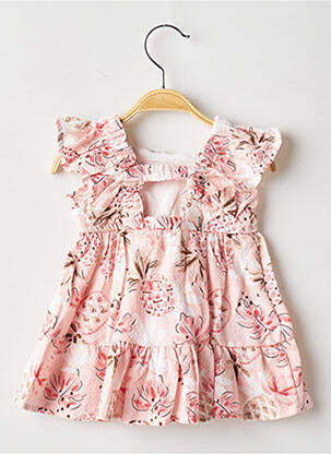 Robe courte col carré manches courtes rose MAYORAL fille