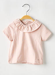 T-shirt fermeture boutonnée au dos manches courtes rose PETIT BATEAU fille