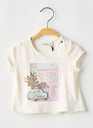 T-shirt coupe cintrée manches courtes beige IKKS fille
