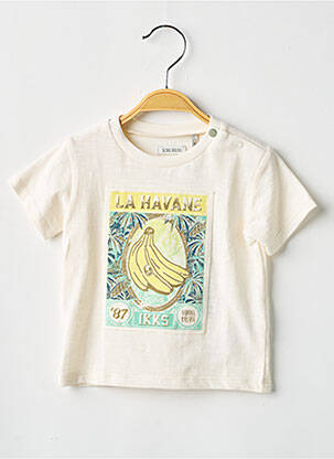 T-shirt fermeture boutonnée à l'épaule manches courtes beige IKKS fille