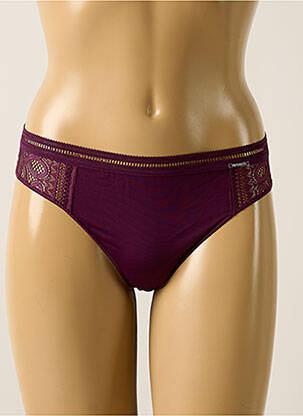 Tanga effet matière satinée violet IMPLICITE femme