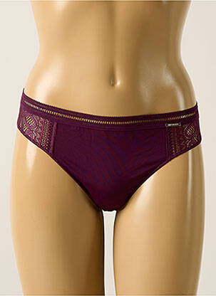 Tanga effet matière satinée violet IMPLICITE femme
