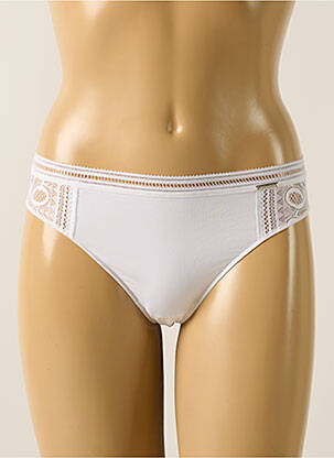 Tanga effet matière satinée blanc IMPLICITE femme