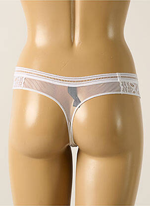 Tanga effet matière satinée blanc IMPLICITE femme