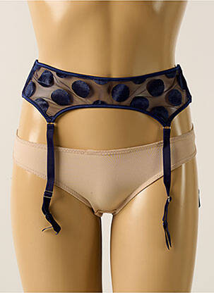 Guêpière/porte-jarretelle effet matière satinée bleu IMPLICITE femme