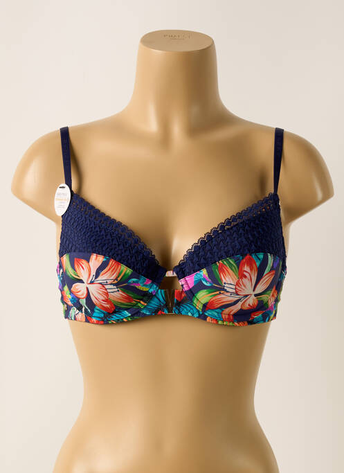 Soutien-gorge effet matière satinée haut soutien-gorge moulé bleu MORGAN femme