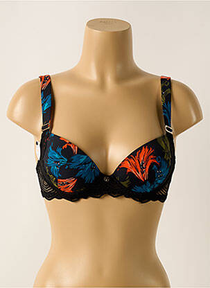 Soutien-gorge effet matière satinée haut soutien-gorge moulé noir MORGAN femme