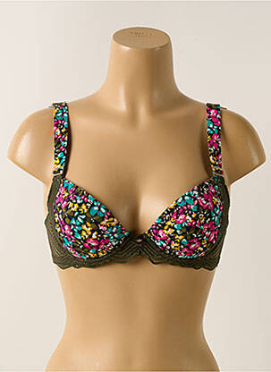 Soutien-gorge effet matière satinée haut soutien-gorge moulé vert MORGAN femme