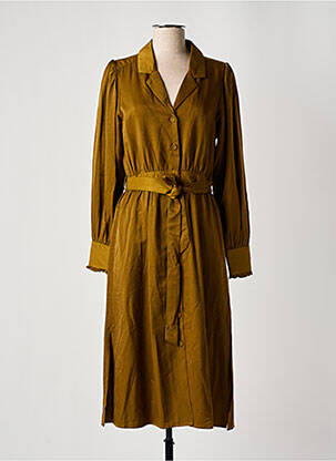 Robe mi-longue coupe évasée manches longues vert FRNCH femme