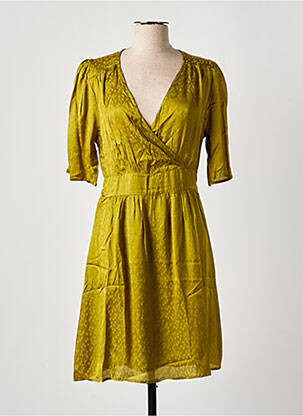 Robe mi-longue coupe évasée manches courtes vert LA PETITE ETOILE femme