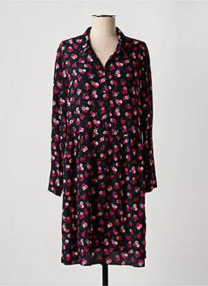 Robe mi-longue imprimé fleurs manches longues noir DES PETITS HAUTS femme