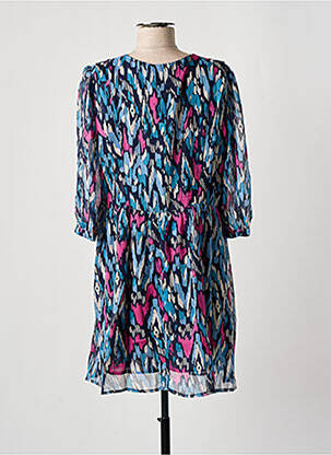 Robe mi-longue manches 3/4 manches 3/4 bleu GRACE & MILA femme