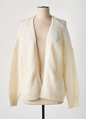 Gilet manches longues resserrée sur le bas beige DES PETITS HAUTS femme