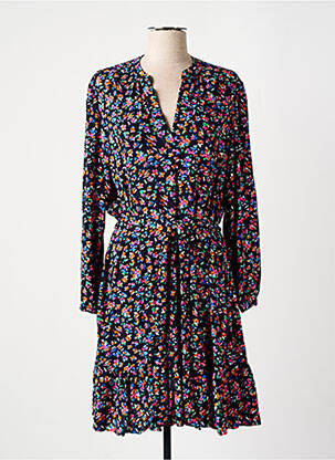 Robe mi-longue imprimé fantaisie manches longues bleu DES PETITS HAUTS femme