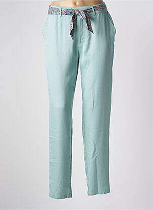 Pantalon droit fermeture zippée sous rabat avec crochet taille normale bleu RUE MAZARINE femme