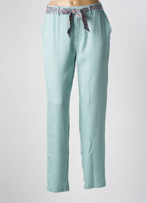 Pantalon droit fermeture zippée sous rabat avec crochet taille normale bleu RUE MAZARINE femme