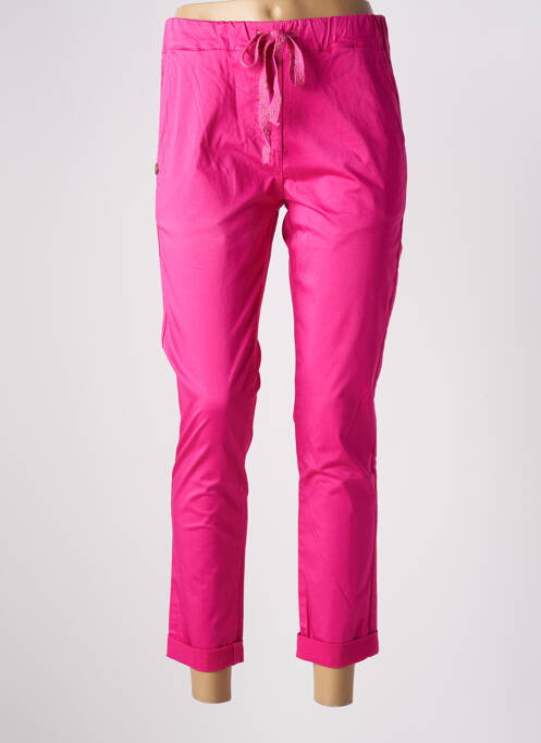 Pantalon 7/8 stretch taille normale rose PAKO LITTO femme