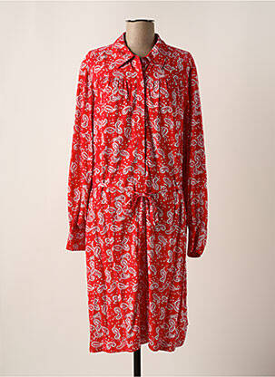 Robe mi-longue coupe fluide manches longues rouge YESTA femme