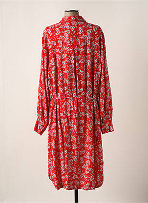 Robe mi-longue coupe fluide manches longues rouge YESTA femme