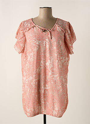 Tunique manches courtes tissage crêpe orange ZHENZI femme