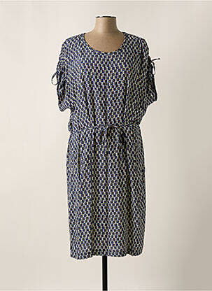 Robe mi-longue imprimé fleurs manches courtes bleu GRIFFON femme
